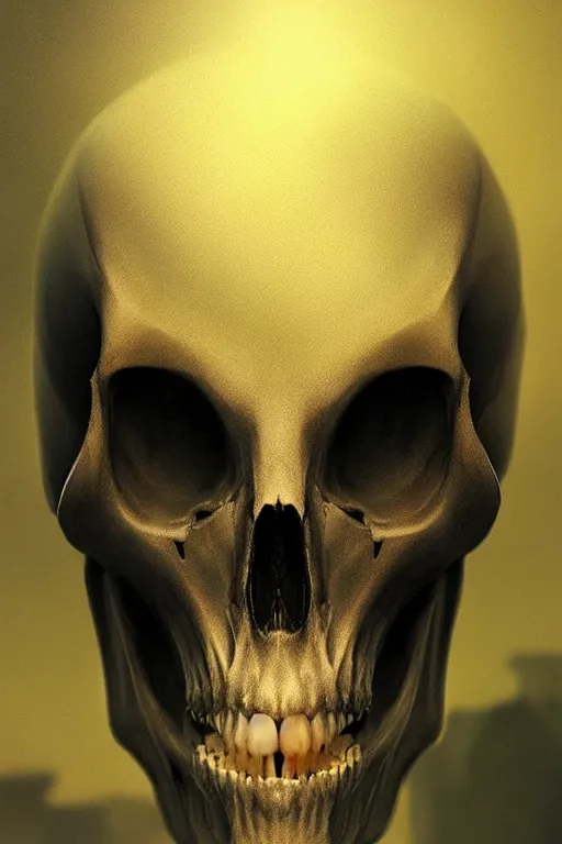 Prompt: alien skull, close - up portrait, intricate, elegant, volumetric lighting, scenery, digital painting, highly detailed, artstation, sharp focus, illustration, concept art, ruan jia, steve mccurry