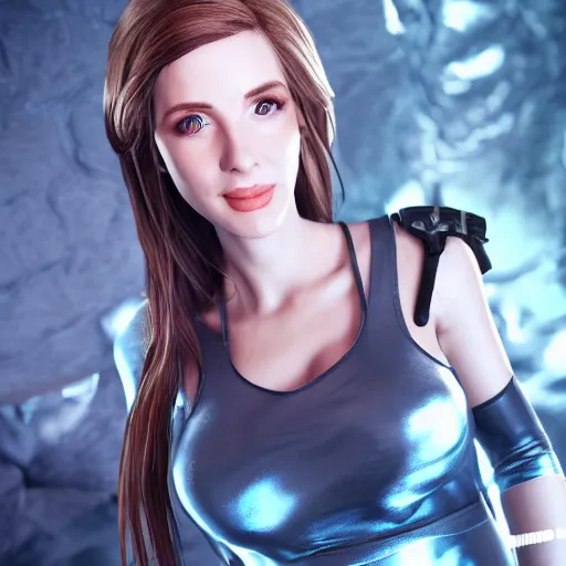 Image similar to Highly detailed Unreal Engine 5 render of Amouranth