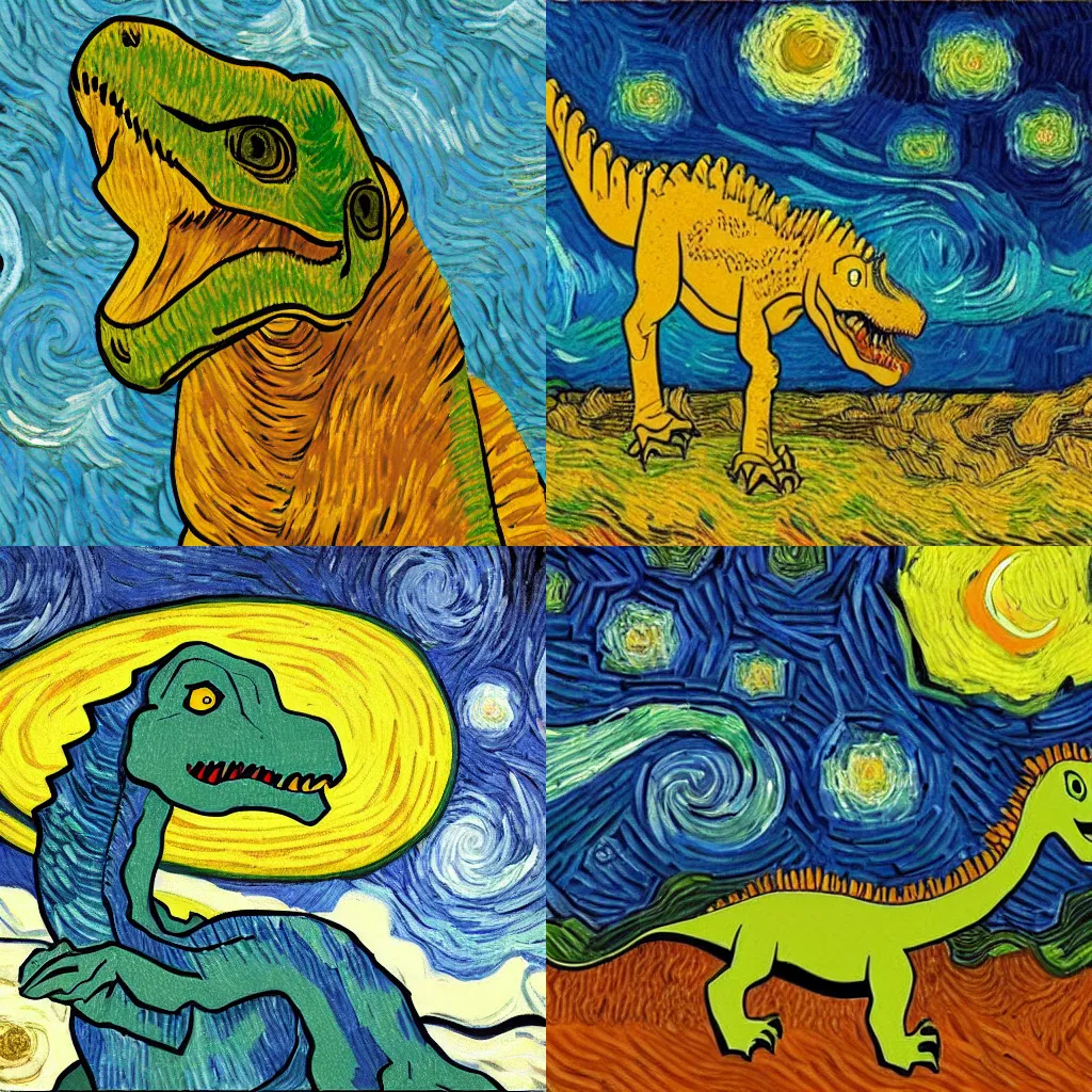 Prompt: a van Gogh style dinosaur