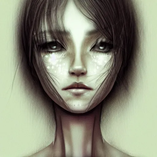 Prompt: a pretty young skinny woman who is very depressed and feeling hopeless sitting in the corner of her room waiting for The End. fractal lighting. machine shadowing. an amazing illustration by the greatest living illustrators of Japan. ultra detail. ultra shadowing. ultra graphics. ray tracing graphics. supreme colors. ultra image. perfect lighting. perfect pose. uplifting image. hopeful image. she has soft features, feminine features, cute face, long black hair, wearing a tye dye t-shirt and short black shorts. close up of her face. looking at camera askance. life-like illustration.