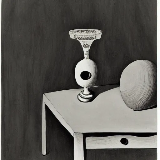 Image similar to still life, by charles addams,