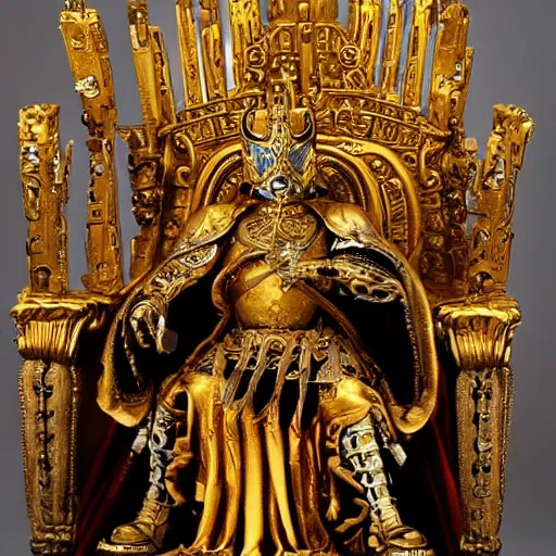 Prompt: photo. the emperor on his golden throne. 4 0 k. body horror.