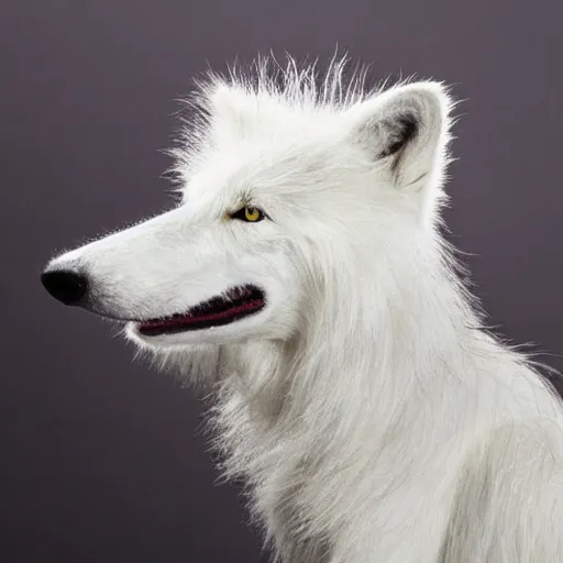 Image similar to a white wolf muppet