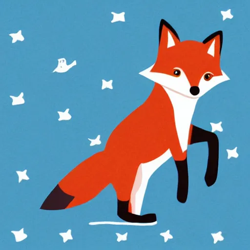 Prompt: children book illustration, fox, white background, uncrop