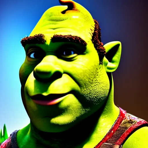 Image similar to ryan reynolds as shrek, highly detailed, extremely high quality, hd, 4 k, 8 k, canon 3 0 0 mm, professional photographer, 4 0 mp, lifelike, top - rated, award winning, realistic, detailed lighting, detailed shadows, sharp, no blur, edited, corrected, trending