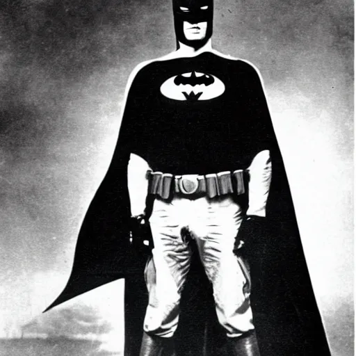 Image similar to batman as a soldier , historical photo of ww2