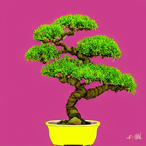 Image similar to bonsai fruit tree with lemons!! but minimalistic concept art by frank stella gilleard james whalen tom, colorful, soft light, trending on artstation, minimalism