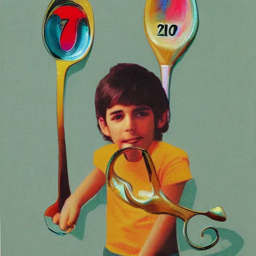 Prompt: retro 7 0 ’ s art painting of the king of spoons