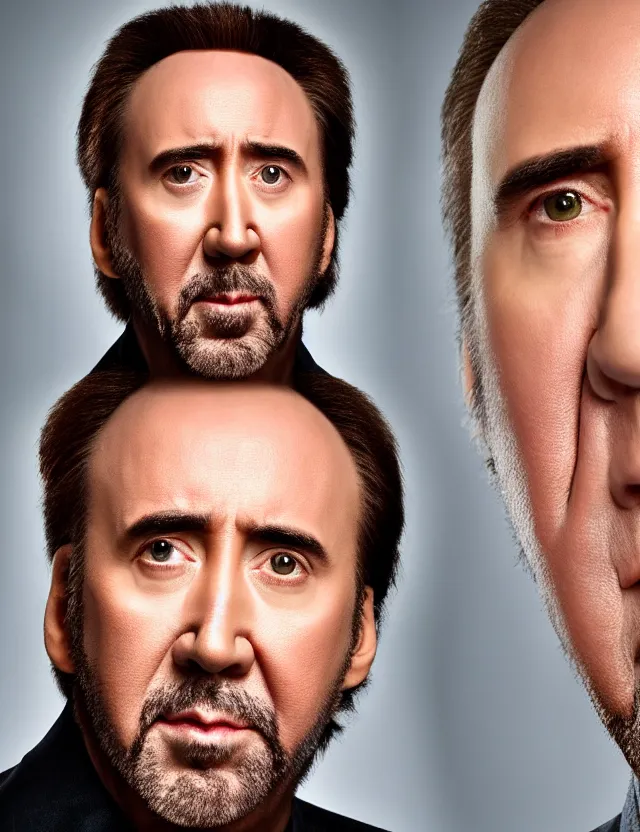 Image similar to nicolas cage headshot photo portrait headshot even lighting