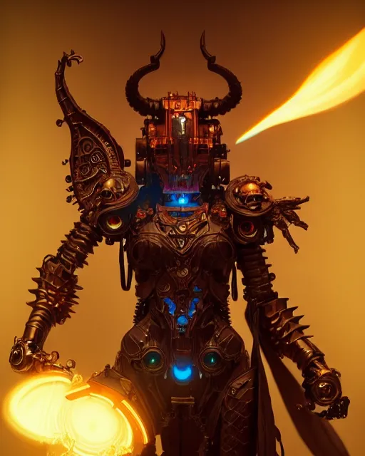 Image similar to diablo action game robot shaman by artgerm, greg rutkowski, alphonse mucha, cgsociety and beeple highly detailed, sharp focus, cinematic lighting, illustration, art, octane render, unreal engine lumen, very coherent. cinematic, hyper realism, high detail, octane render, 8 k