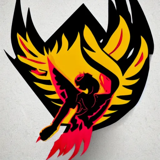 Image similar to svg vector sticker of rising-phoenix burning-eagle, wings-spread, rocking out, wearing headphones, huge speakers, dancing, rave, DJ, spinning records, digital art, amazing composition, rule-of-thirds, award-winning, trending on artstation, featured on deviantart