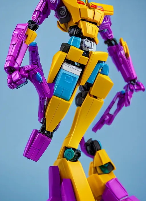 Prompt: Transformers Autobot Daphne Blake action figure from Transformers: Robots in Disguise (2015), symmetrical details, by Hasbro, Takaratomy, tfwiki.net photography, product photography, official media