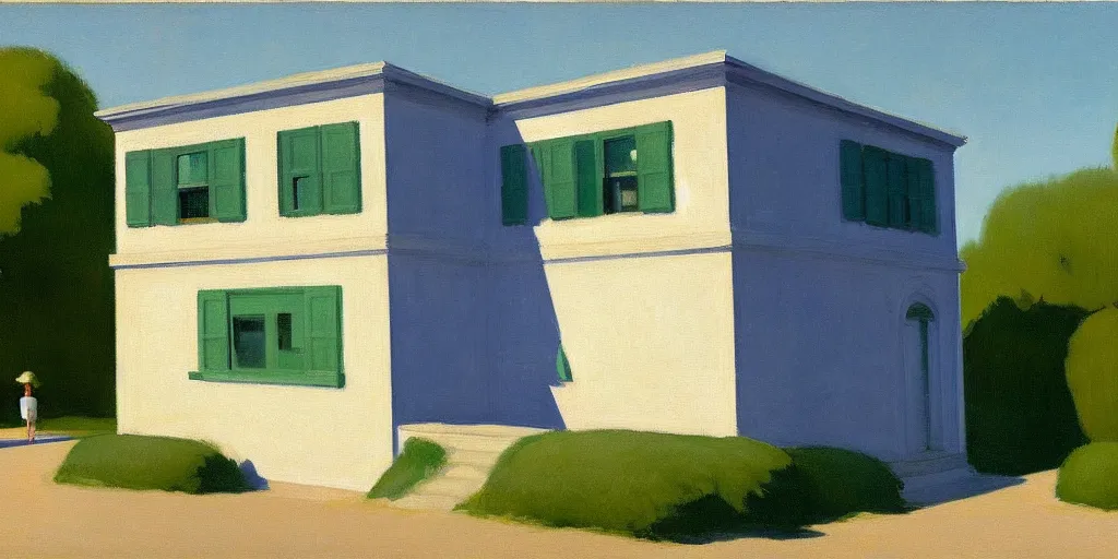 Prompt: google street view of ( 4 1. 8 7 8 3 5 9 0, - 8 7. 6 2 5 3 8 0 3 ), painted by edward hopper