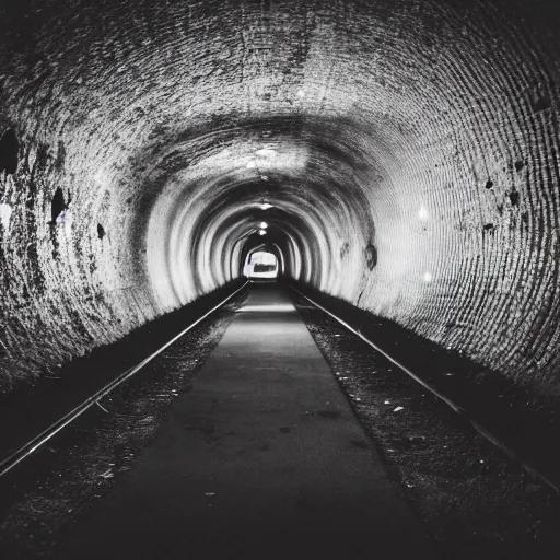 Prompt: photo of a creepy tunnel