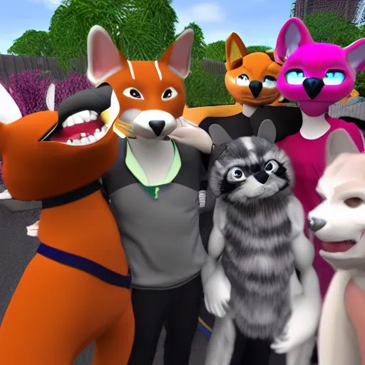 Image similar to hanging with a fairly diverse group of furries in virtual reality