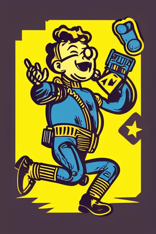 Image similar to fallout 7 6 retro futurist illustration art by butcher billy, sticker, colorful, illustration, highly detailed, simple, smooth and clean vector curves, no jagged lines, vector art, smooth andy warhol style