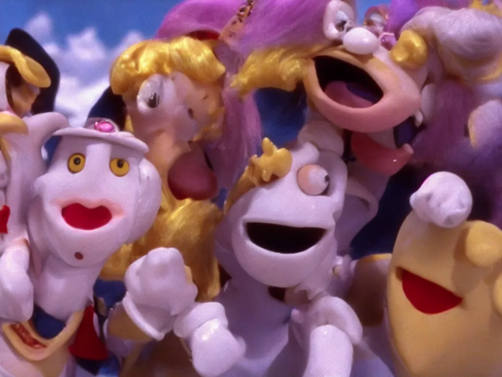 Image similar to Sailor Moon in Wallace and Gromit, extreme close-up of the panic scene, sheer terror and desperation