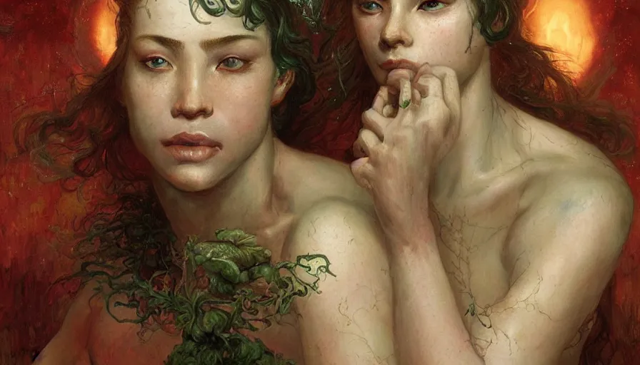 Image similar to epic masterpiece ignorance, drama, sweaty skin, hyperrealistic, octane render, cinematic, beautiful face and flawless skin, perfect hands, 5 fingers, emerald by Edgar Maxence and Ross Tran and Michael Whelan, Legends of Runeterra