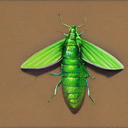 Image similar to a detailed portrait of a magic green moth, art illustration, incredibly highly detailed and realistic, 8 k, sharp focus