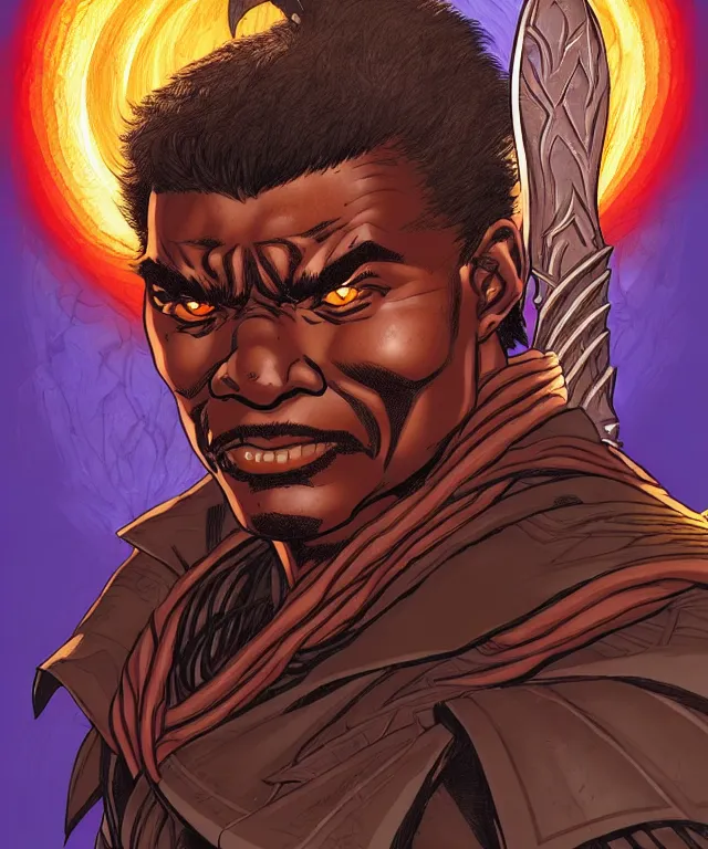 Image similar to a ( fantasy comic ) ( cover art ) portrait of ( keith david 1 9 8 8 ) as a warrior monk, digital illustration by ken taylor and sana takeda and kentaro miura, fine inking lines, vivid colors, dnd, photorealistic, hd, 4 k, trending on artstation