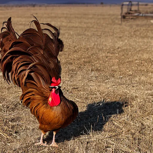 Prompt: a rooster named 'Henry' on a farm in Idaho