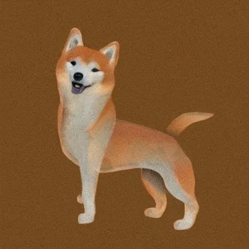 Image similar to ancient cave painting of a shiba inu