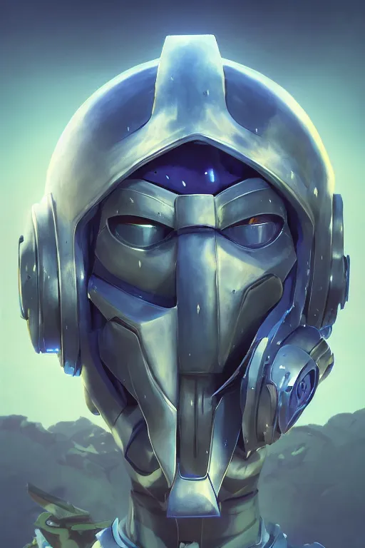 Image similar to epic robot ninja mask helmet stylized as fornite style game design fanart by concept artist gervasio canda, behance hd by jesper ejsing, by rhads, makoto shinkai and lois van baarle, ilya kuvshinov, rossdraws radiating a glowing aura global illumination ray tracing hdr render in unreal engine 5