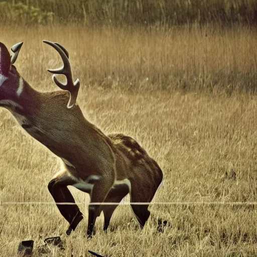 Image similar to a rocket launcher deer animal beast, huge, powerful, scary, anger, rage, canon eos c 3 0 0, ƒ 1. 8, 3 5 mm