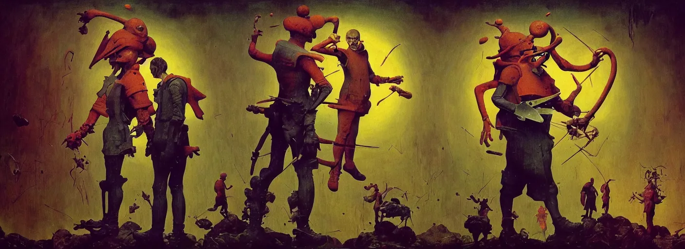 Image similar to full - body portrait surreal colorful clay fighting artstation rpg character concept art anatomy, action pose, very coherent and colorful high contrast masterpiece by norman rockwell franz sedlacek hieronymus bosch dean ellis simon stalenhag rene magritte gediminas pranckevicius, dark shadows, sunny day, hard lighting, reference sheet white! background