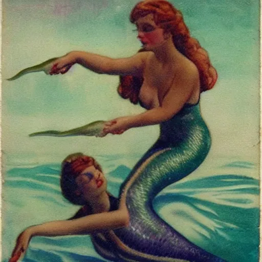 Image similar to arresting mermaids, vintage, realistic