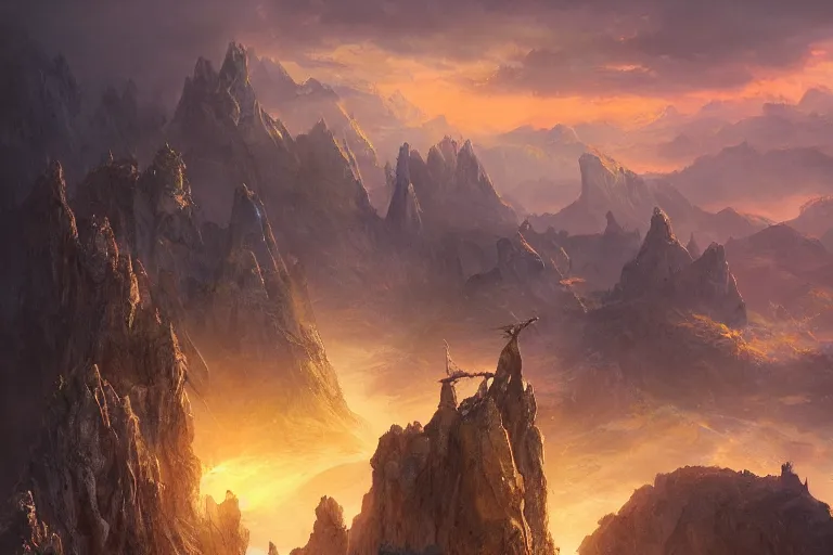 Image similar to high aerial shot, fantasy landscape, sunset lighting ominous shadows, cinematic fantasy painting, dungeons and dragons, coastline by jessica rossier and brian froud