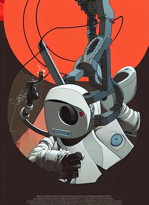 Image similar to poster artwork by Michael Whelan and Tomer Hanuka, Aperture Science, clean