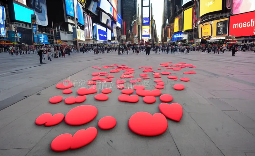 Prompt: a 2d sad emoji stock photo in Times Square, photograph