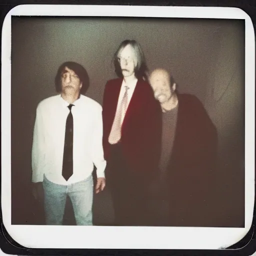 Image similar to a found polaroid photo of trash humpers in the backrooms