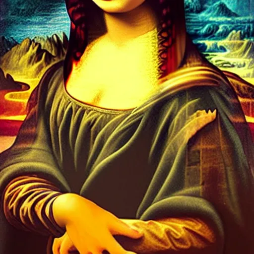 Prompt: Kim Kardashian dressed as the Mona Lisa