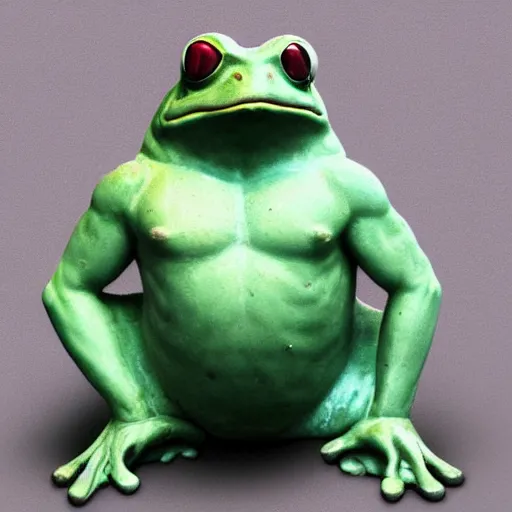 Image similar to greek statue of a buff frog