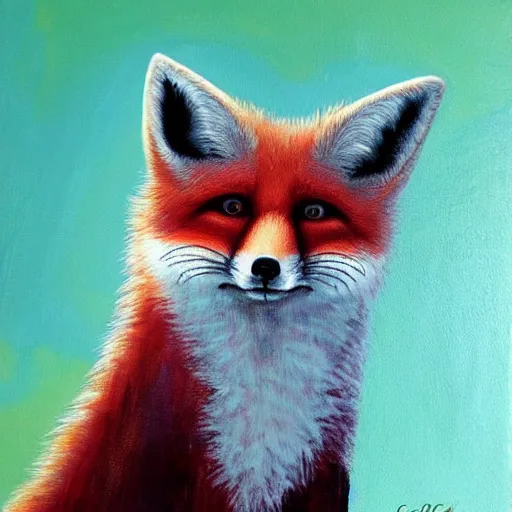 Prompt: child fox comet. painting by carle eric