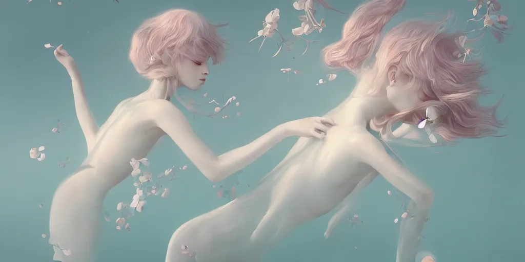 Image similar to breathtaking delicate detailed concept art painting creature, by hsiao - ron cheng, bizarre compositions, exquisite detail, pastel colors, 8 k