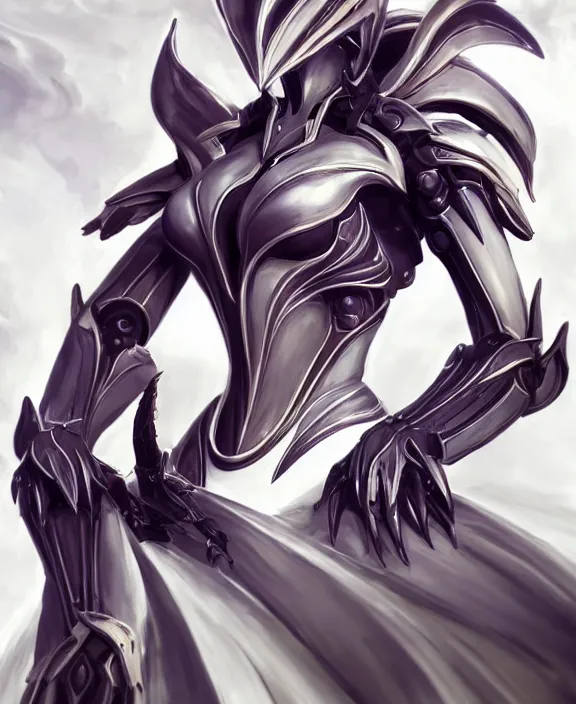 Image similar to exquisite cinematic full body shot of a beautiful saryn prime warframe, that's a beautiful stunning anthropomorphic robot female dragon with metal cat ears, cute elegant pose, robot cat paws for feet, sharp claws, streamlined white armor, long elegant tail, two arms, two legs, long tail, detailed warframe fanart, destiny fanart, macro art, dragon art, furry art, realistic digital art, warframe art, Destiny art, furaffinity, DeviantArt, artstation, 3D realistic, 8k HD, octane render