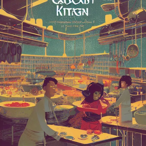 Image similar to illustration of Courageous chef's kitchen, by Victo Ngai and James Gilleard and Bruce Pennington