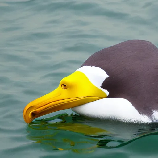 Prompt: yellow nosed albatross floating