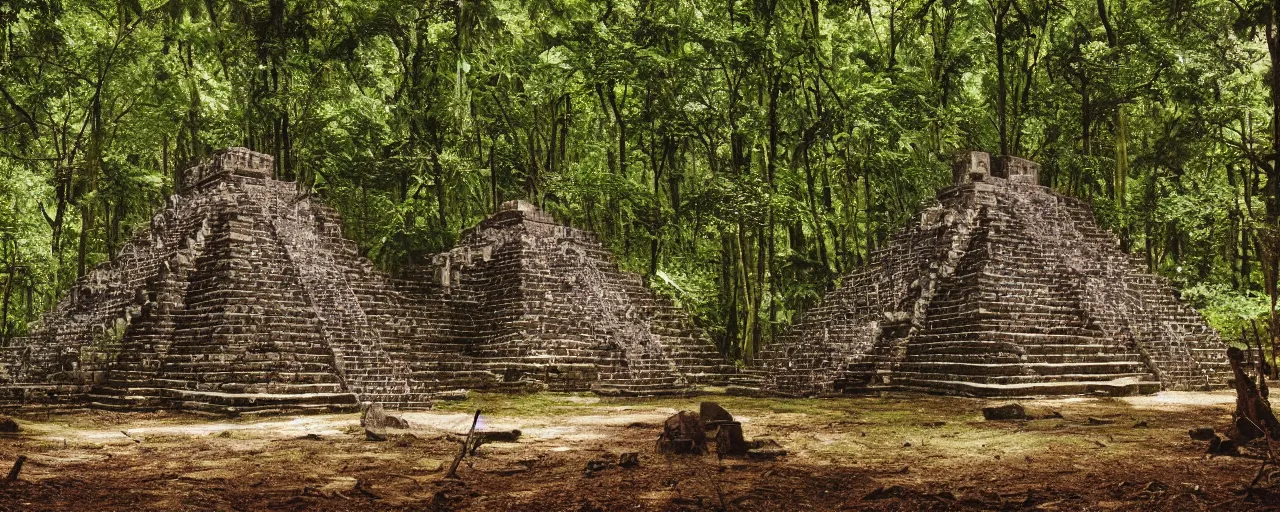 Prompt: an ancient aztec temple in the middle of the forest made out of spaghetti, canon 5 0 mm, cinematic lighting, photography, retro, film, kodachrome