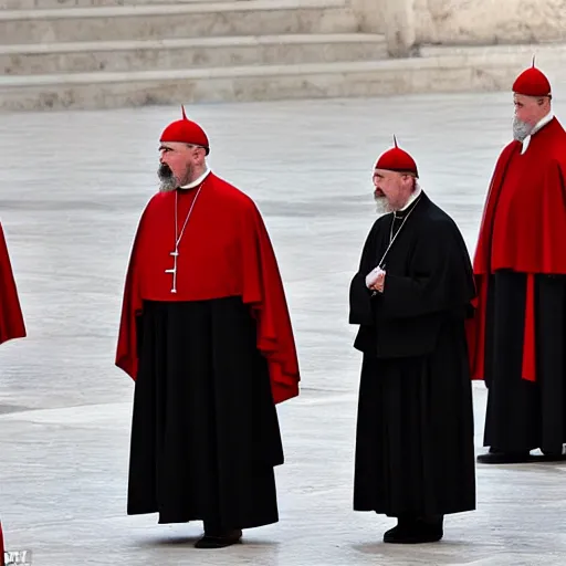 Prompt: cardinal - bishops that looks like breton monk rasputin in apostolic palace in vatican