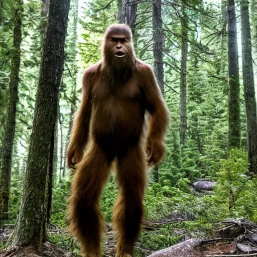 Image similar to National Geographic photo of Sasquatch in the forest