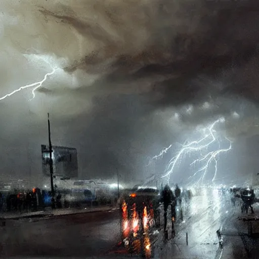 Image similar to lightning storm lightning all over the place bolts of lighting everywhere, realistic, ultrahd, jeremy mann painting