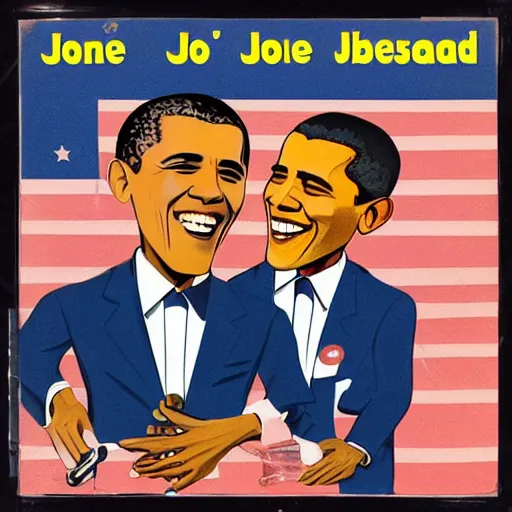 Image similar to 1960s album cover of barack obama and joe biden's jug band