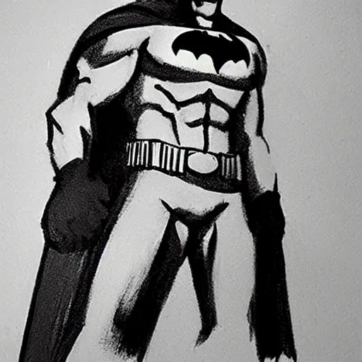 Prompt: charcoal sketch of batman with strong dramatic lighting,