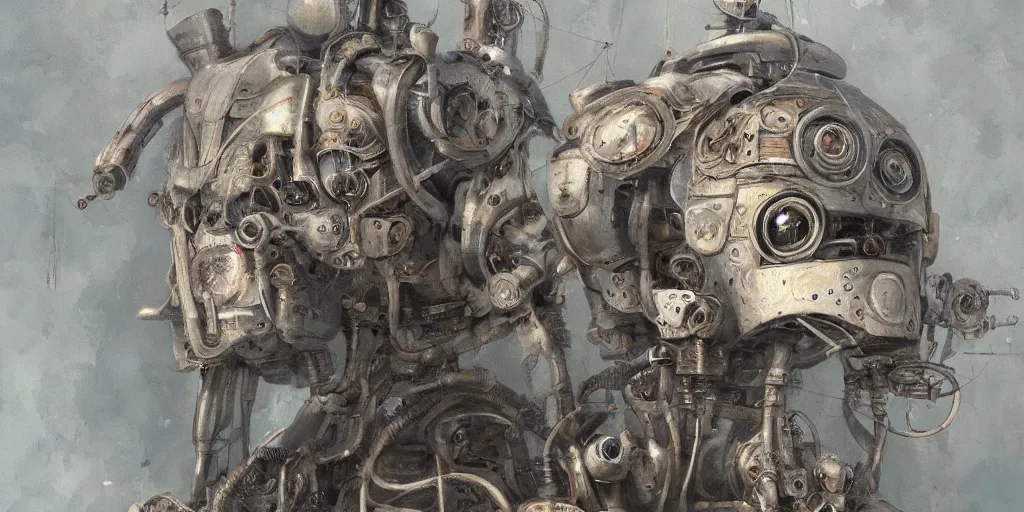 Image similar to a beautiful painting of a robot by adonna khare, trending on artstation