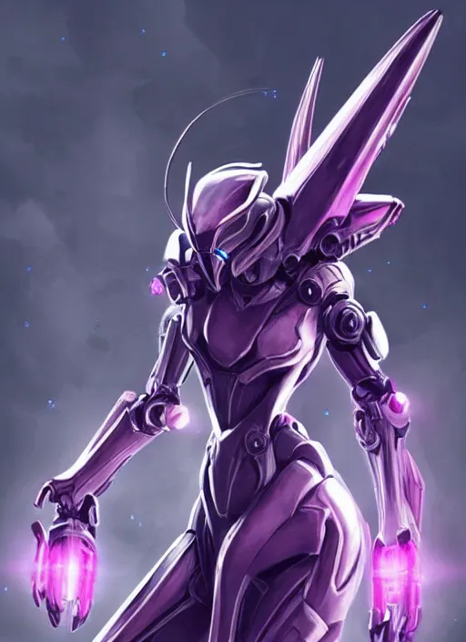 Image similar to cinematic bust shot, cosmic sized proportional stunning beautiful hot female warframe, detailed robot mecha female dragon head, metal ears purple eyes, sleek silver armor, fuschia skin, floating in empty space, nebula sized, posing elegantly, epic proportions, epic size, epic scale, furry art, dragon art, giantess art, warframe fanart, furaffinity, deviantart