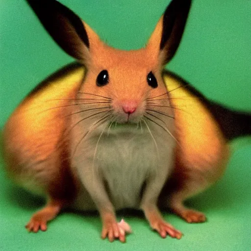 Image similar to The first pikachu (Amber Rattus) found in nature, circa 1992, photograph